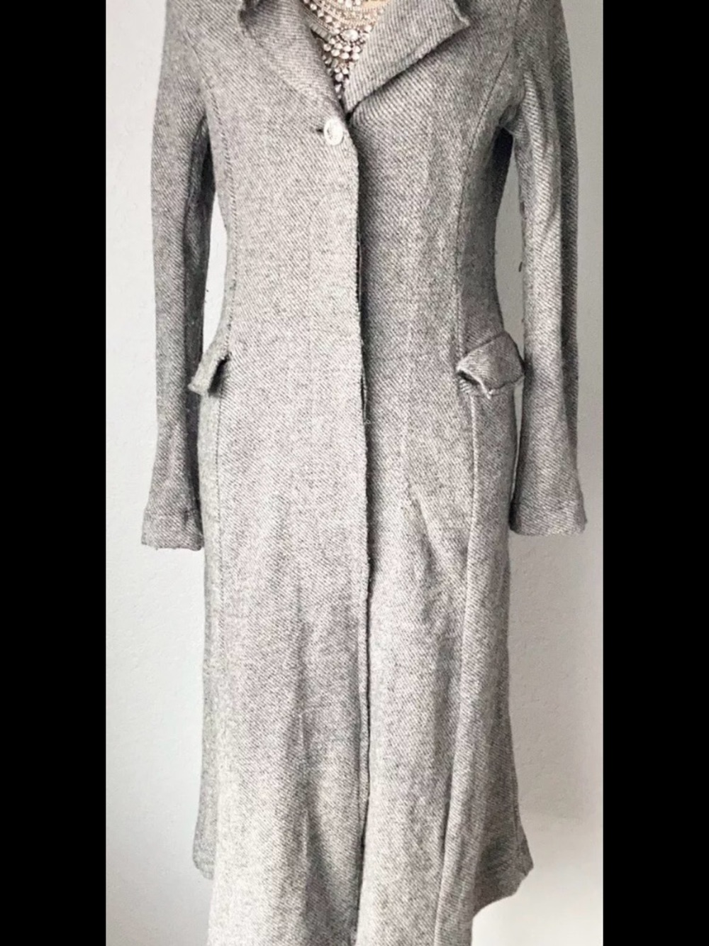 Free People Long Gray Duster Coat - Picture 5 of 11